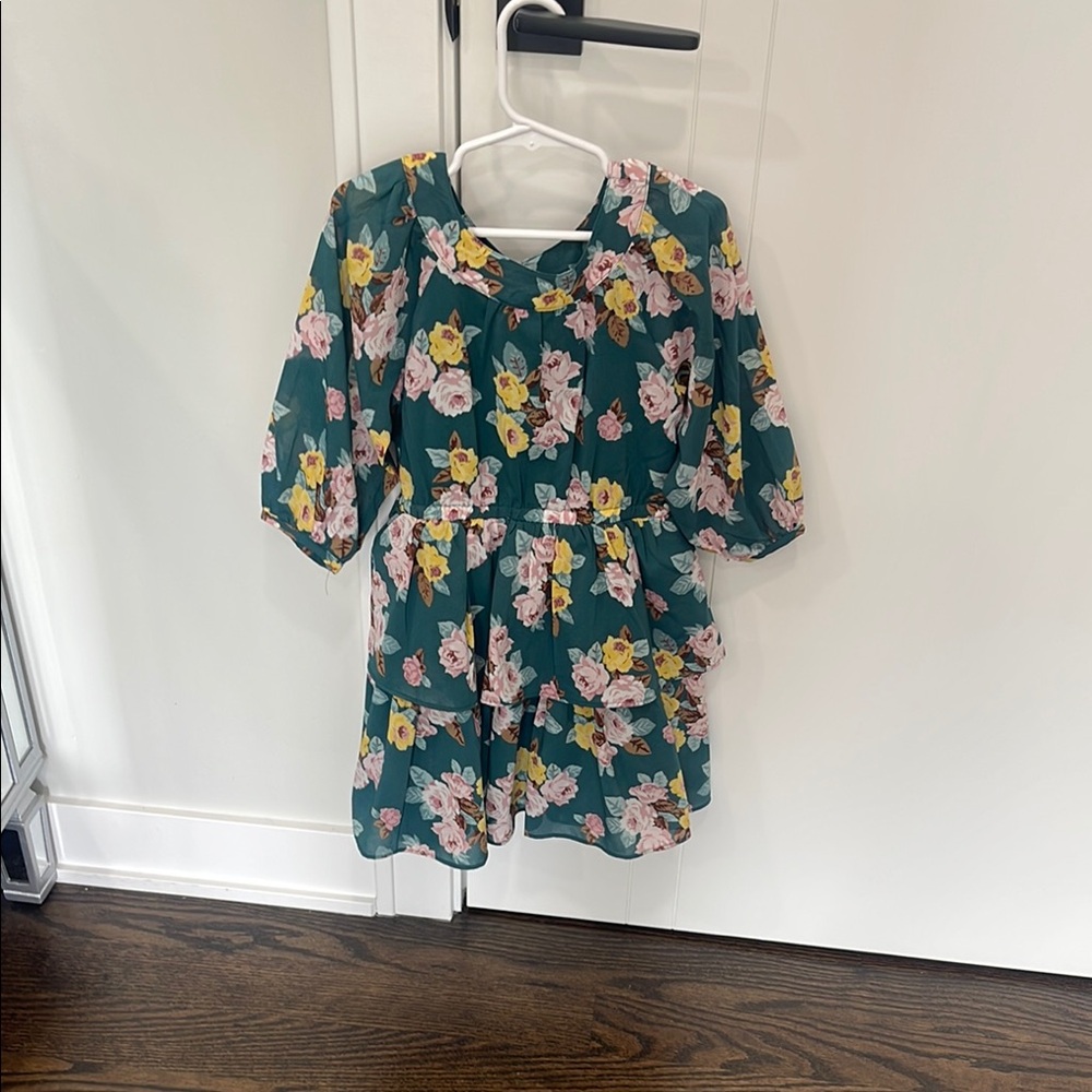 Janie and Jack Teal Floral Dress